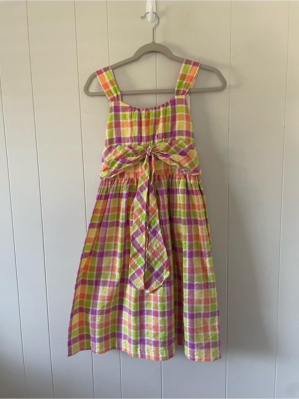Bonnie Jean Girls Size 16 Multicolor Plaid Checkered Sleeveless Dress Bow